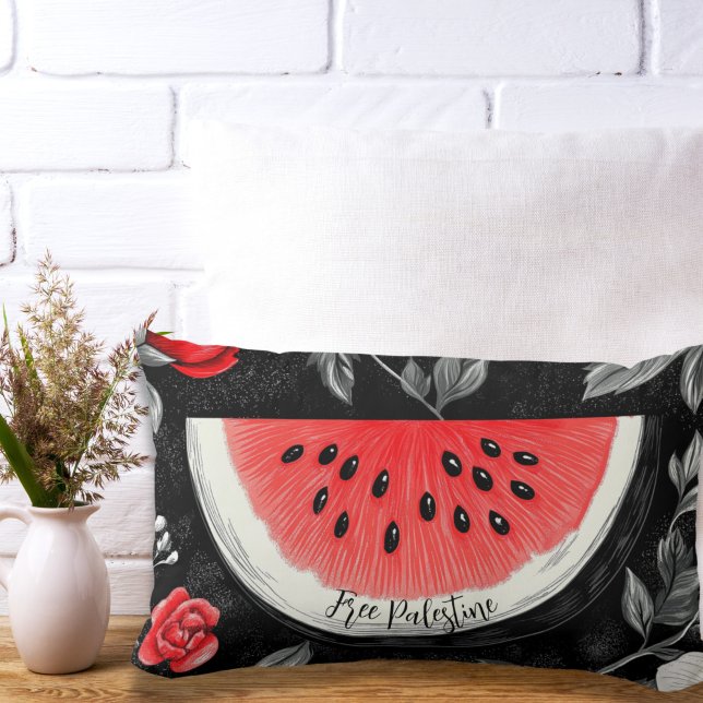 Free Palestine Watermelon  Lumbar Cushion (Free Palestine Lumbar Pillow)