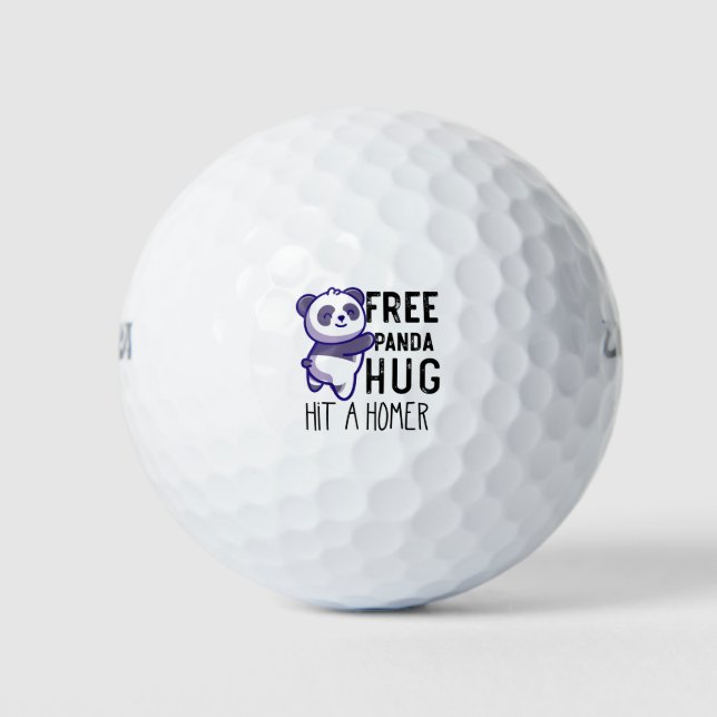 Free Panda Hugs Hit A Homer Panda Lovers Gifts Golf Balls (Front)