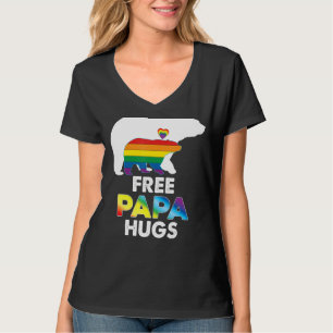 Free Papa Hugs Rainbow Bear Lgbt Pride Gay Lesbian T-Shirt