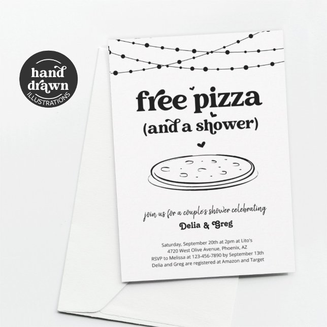 Free Pizza Funny Couple's Shower Invitation (Creator Uploaded)