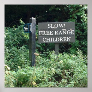 Free Range Children sign, fun Poster