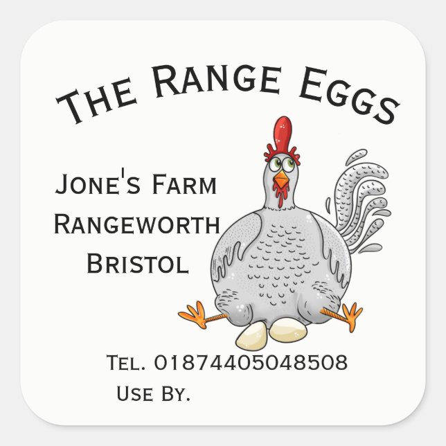 free range egg box Label farm shop (Front)