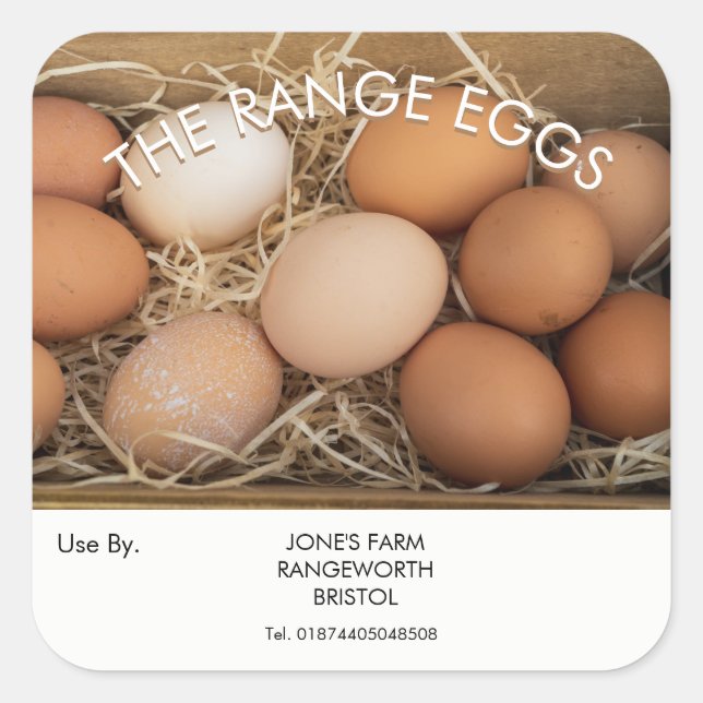 free range egg box Label farm shop (Front)