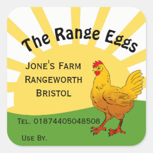 free range egg box sunrise farm shop square sticker