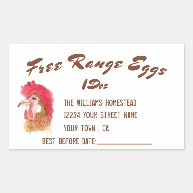 Free Range Eggs Watercolor Egg Carton Rectangular Sticker (Front)