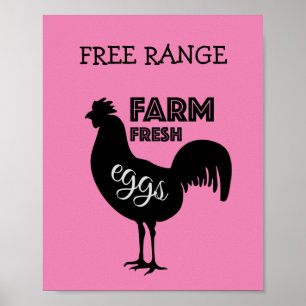 Free Range Farm Fresh Eggs Poster