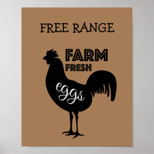 Free Range Farm Fresh Eggs Poster