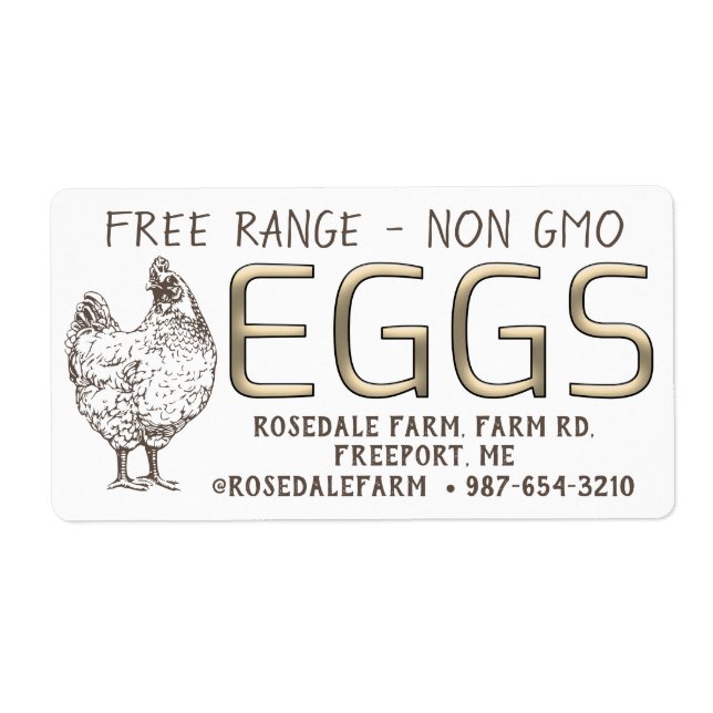 Free Range NON GMO Egg Carton Label Gold Embossed (Front)