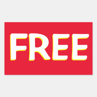 FREE RED YELLOW AND WHITE RECTANGULAR STICKER