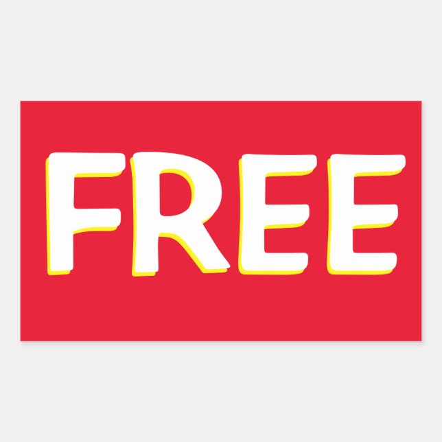 FREE RED YELLOW AND WHITE RECTANGULAR STICKER (Front)