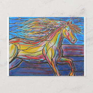 "Free Rein" Horse Art Mosaic/Stained Glass Style! Postcard