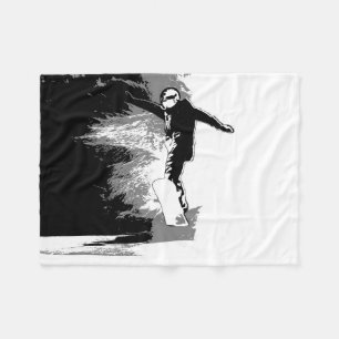 Free-riding- Snowboarder Fleece Blanket