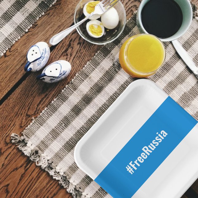 Free Russia - English - White Blue White Flag Paper Plate (Creator Uploaded)