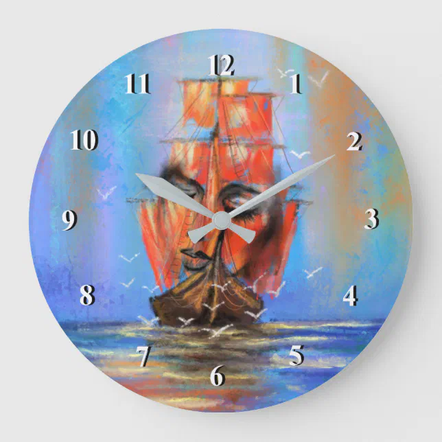 Free Sailing Sailboat Woman Wall Clock Zazzle.co.nz