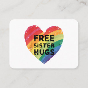 Free Sister Hugs LGBT Gay Lesbian Pride Month Rain Business Card