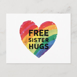 Free Sister Hugs LGBT Gay Lesbian Pride Month Rain Enclosure Card