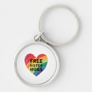 Free Sister Hugs LGBT Gay Lesbian Pride Month Rain Key Ring