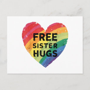 Free Sister Hugs LGBT Gay Lesbian Pride Month Rain Postcard