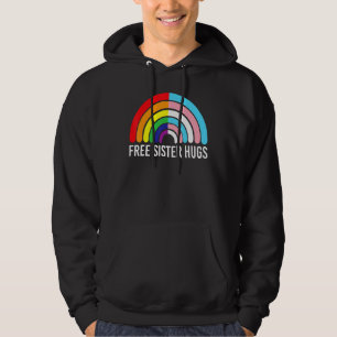 Free Sister Hugs Rainbow Transgender Flag Lgbtq Ga Hoodie