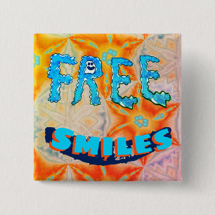 Free Smiles - Ice Fire Bright Colourful 15 Cm Square Badge