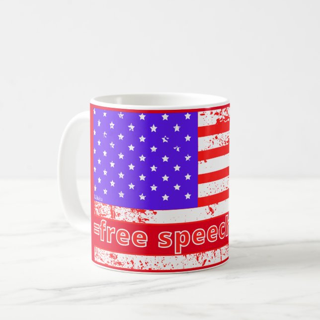 FREE SPEECH ARMY distressed american flag edition  Coffee Mug (Front Left)