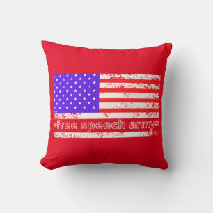 FREE SPEECH ARMY distressed american flag edition Cushion