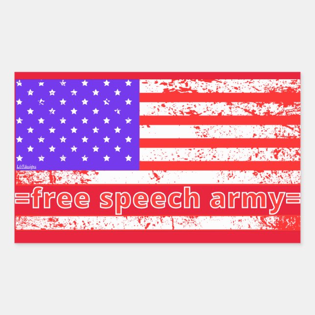FREE SPEECH ARMY distressed american flag edition  Rectangular Sticker (Front)