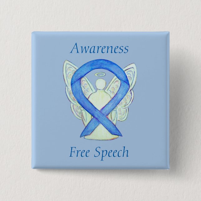 Free Speech Awareness Angel Ribbon Pin (Front)