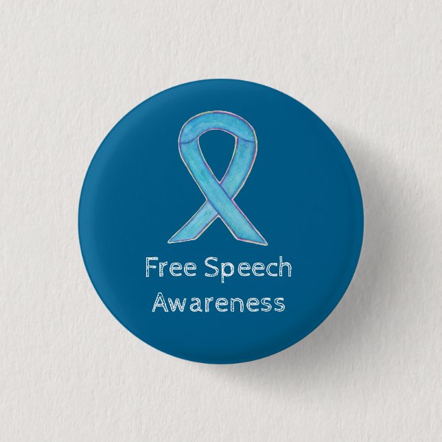 Free Speech Awareness Ribbon Custom Pin (Front)
