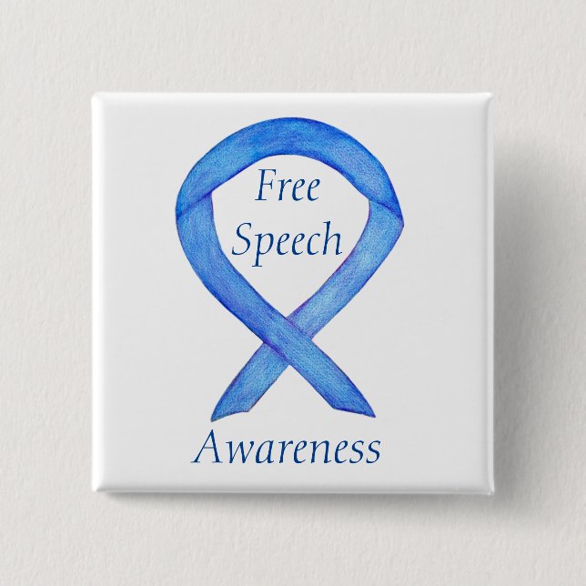 Free Speech Awareness Ribbon Custom Pin (Front)