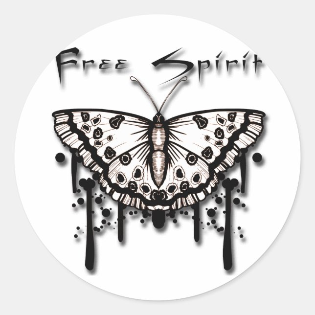 Free Spirit Butterfly Classic Round Sticker (Front)