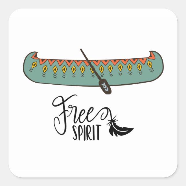 Free Spirit Canoe Square Sticker (Front)