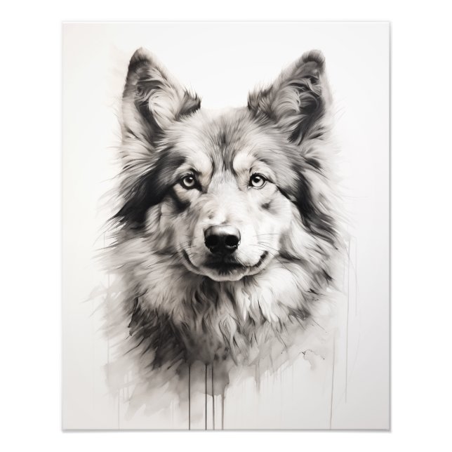 Free Spirit Dog Black and White Photo Print (Front)