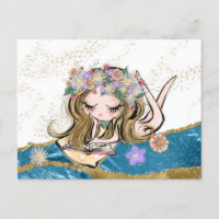 *~*  Free Spirit Flower Child Reading Gold Blue