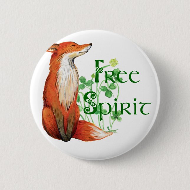 free spirit fox 6 cm round badge (Front)