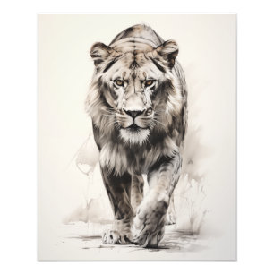 Free Spirit Lion Black and White Photo Print