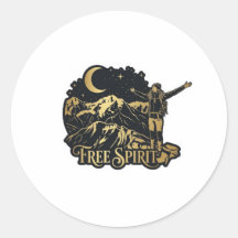 Free Spirit Mountain Moon Sticker