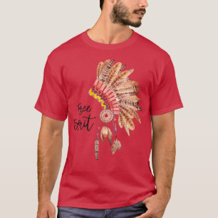 Free Spirit Native American Feather Headdress T-Shirt