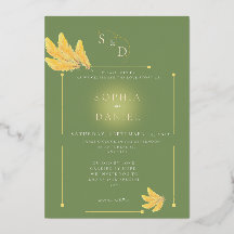 Free Spirit Olive Green Wedding Invitation