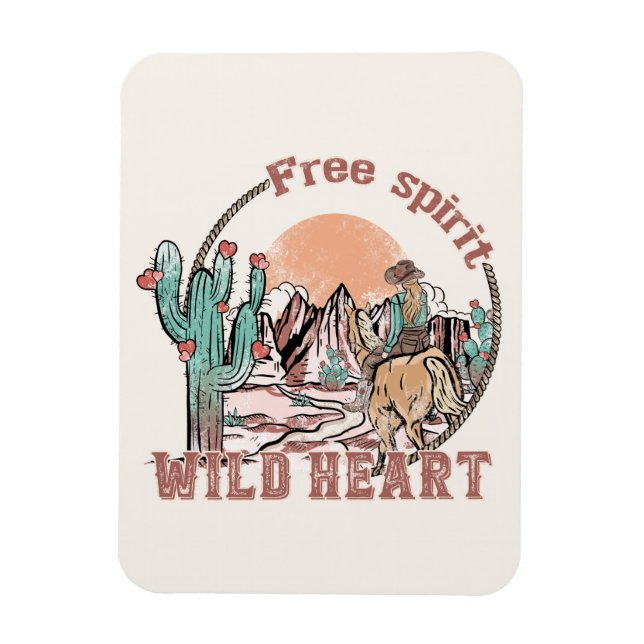 Free Spirit, Wild Heart | Western Country Magnet (Vertical)