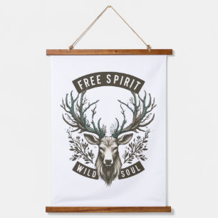 Free Spirit Wild Soul – Mystical Stag Nature Desig Hanging Tapestry