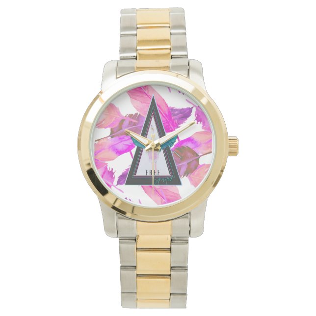 Free Spirited Flamingo Pnk Feathers eWatch Watch (Front)