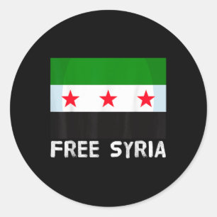 Free Syria Proud Vintage Syrian Flag Heart Map Sou Classic Round Sticker