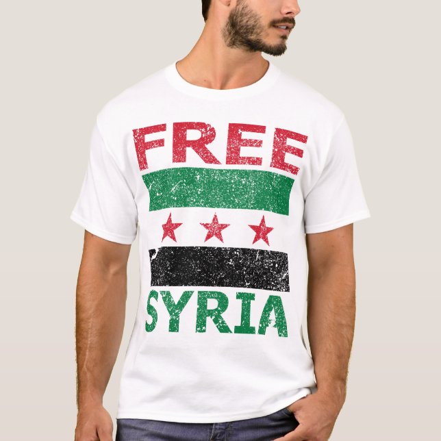 Free Syria (True Syria Flag) T-Shirt (Front)