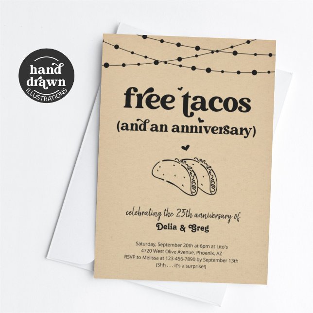 Free Taco Funny Anniversary Party Invitation (Creator Uploaded)