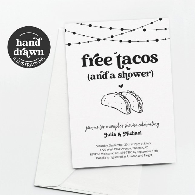 Free Tacos Funny Couple's Shower Invitation (Creator Uploaded)