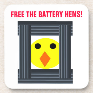 Free the Battery Hens Cork Coaster