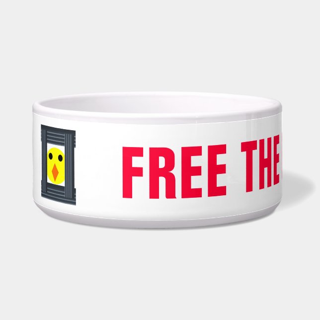 Free the Battery Hens Dog Bowl (Left)