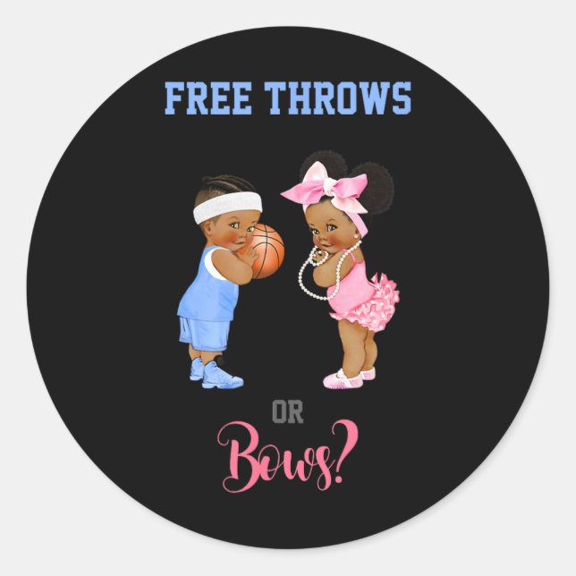Free Throws or Bows Basketball Baby Classic Round Sticker (Front)