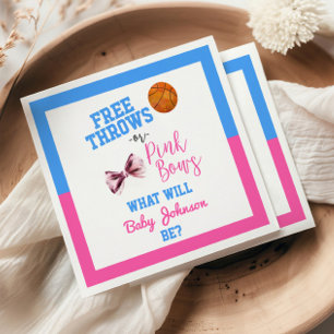 Free Throws or Pink Bows Basketball Gender Reveal Napkin